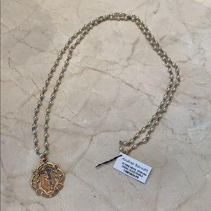 Glass Pearl and Sterling Cross Necklace